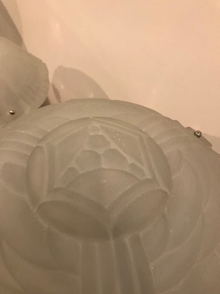 French Art Deco Table Lamp Signed by Sabino with Geometric Motif