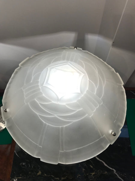 French Art Deco Table Lamp Signed by Sabino with Geometric Motif