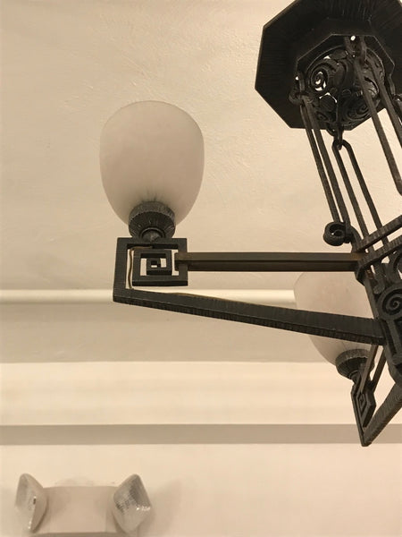 Edgar Brandt Style French Art Deco Chandelier