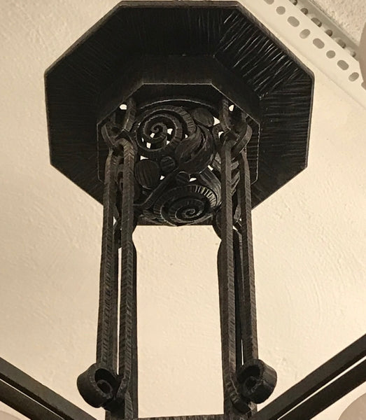 Edgar Brandt Style French Art Deco Chandelier