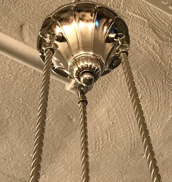 French Art Deco Geometric Chandelier Pendant by Schneider