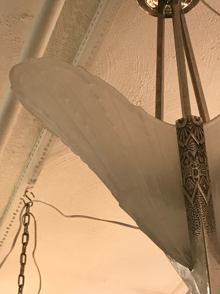 French Art Deco Geometric Chandelier by E.J.G