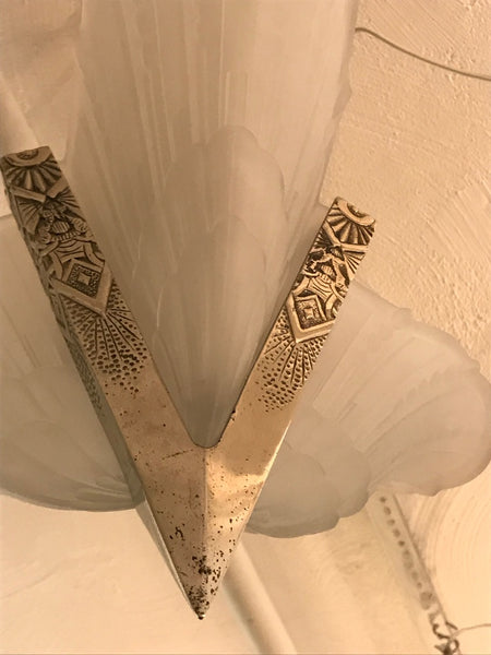 French Art Deco Geometric Chandelier by E.J.G