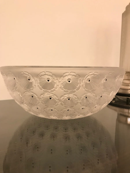Signed Lalique "Nemours" Crystal Glass Bowl