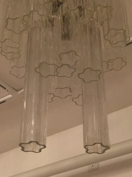 Round Mid-Century Italian Tronchi Glass Chandelier