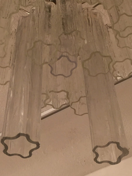 Round Mid-Century Italian Tronchi Glass Chandelier