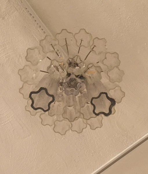 Round Mid-Century Italian Tronchi Glass Chandelier