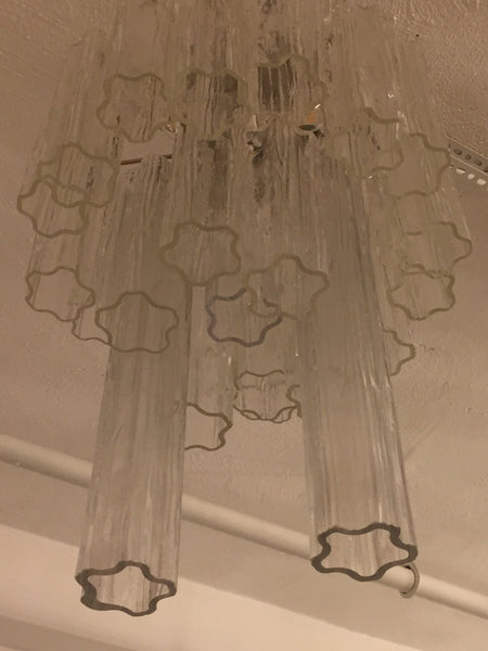 Round Mid-Century Italian Tronchi Glass Chandelier