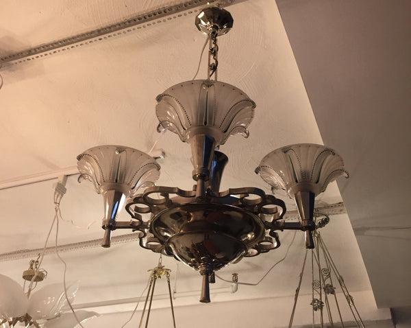 French Art Deco Opalescent Chandelier