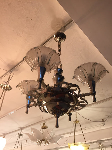 French Art Deco Opalescent Chandelier