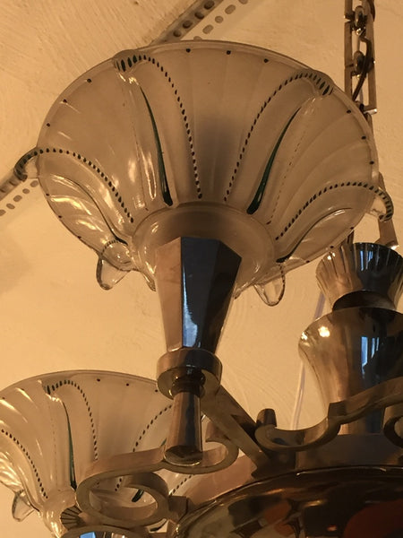 French Art Deco Opalescent Chandelier