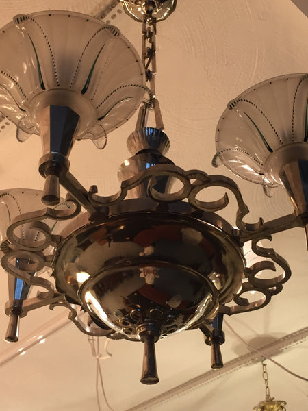 French Art Deco Opalescent Chandelier