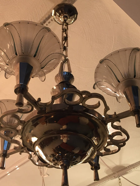 French Art Deco Opalescent Chandelier