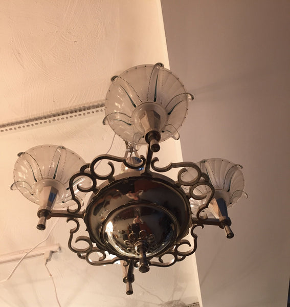 French Art Deco Opalescent Chandelier