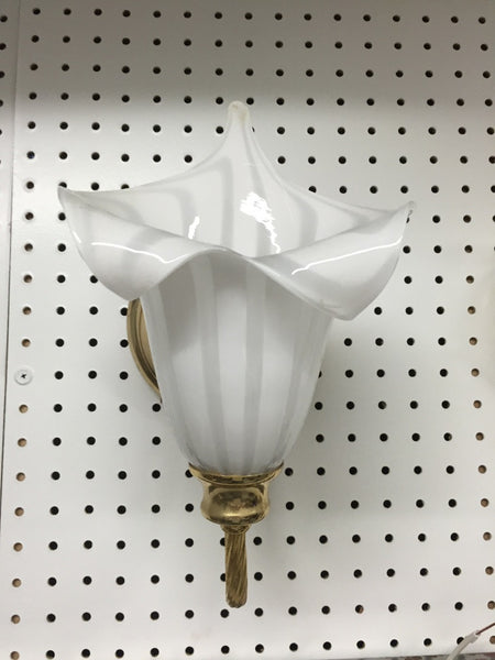 Pair of Italian Murano Calla Lily Mid-Century Brass Sconces