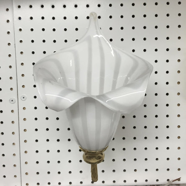 Pair of Italian Murano Calla Lily Mid-Century Brass Sconces