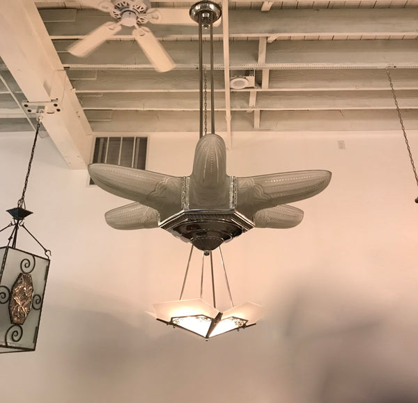 French Art Deco Starburst Chandelier