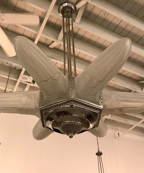 French Art Deco Starburst Chandelier