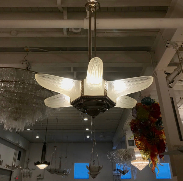 French Art Deco Starburst Chandelier