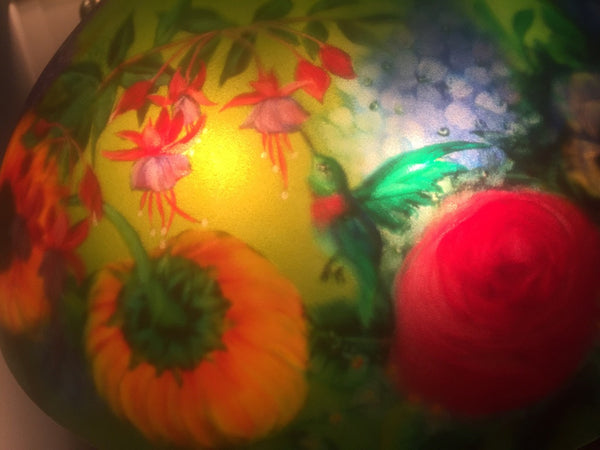 Signed Original Pair of Mikael Darni Floral Green Table Lamps