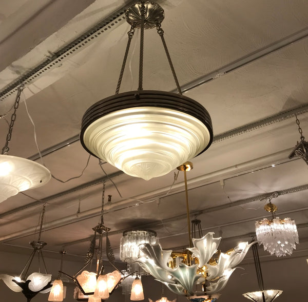 G. Leleu Signed French Art Deco Chandelier