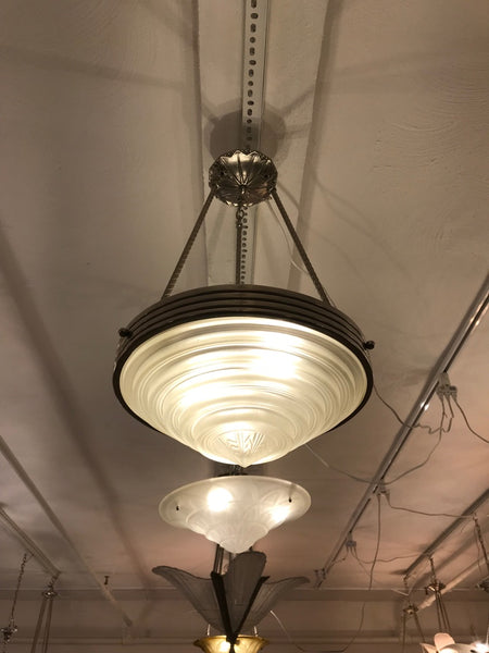 G. Leleu Signed French Art Deco Chandelier