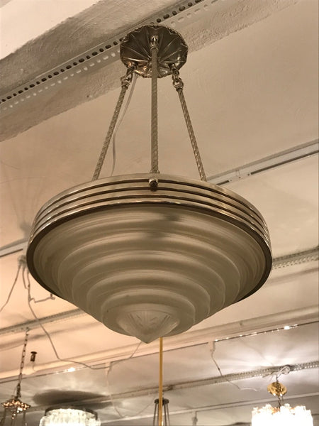 G. Leleu Signed French Art Deco Chandelier