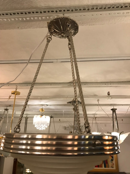 G. Leleu Signed French Art Deco Chandelier