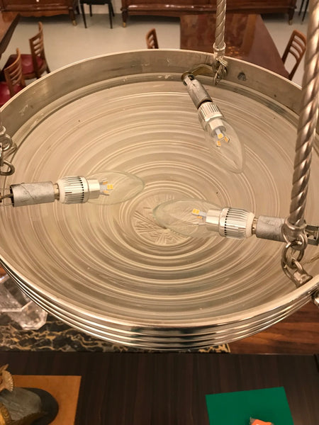 G. Leleu Signed French Art Deco Chandelier