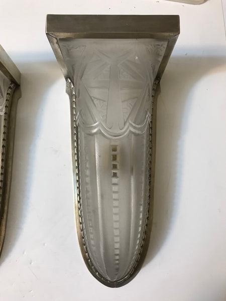Pair of Geometric French Art Deco Wall Sconces