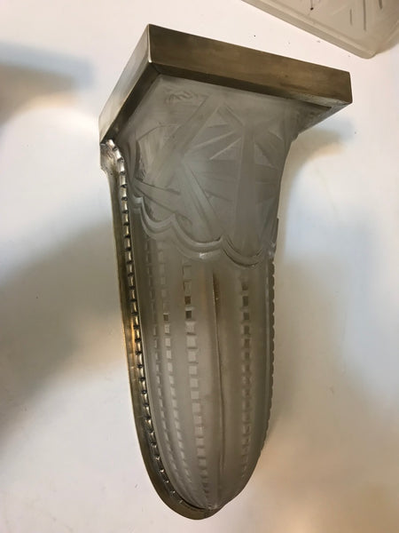 Pair of Geometric French Art Deco Wall Sconces