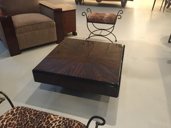 French Art Deco Macassar Sunburst Coffee Table