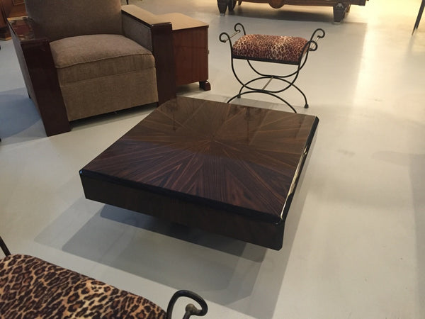 French Art Deco Macassar Sunburst Coffee Table