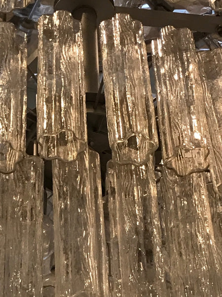 Italian Mid Century Round Seven Tired Tronchi Chandelier