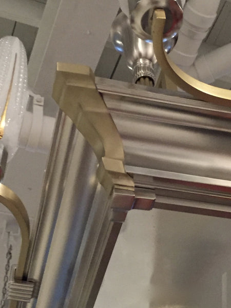 French Art Deco Brass and Nickel Chandelier