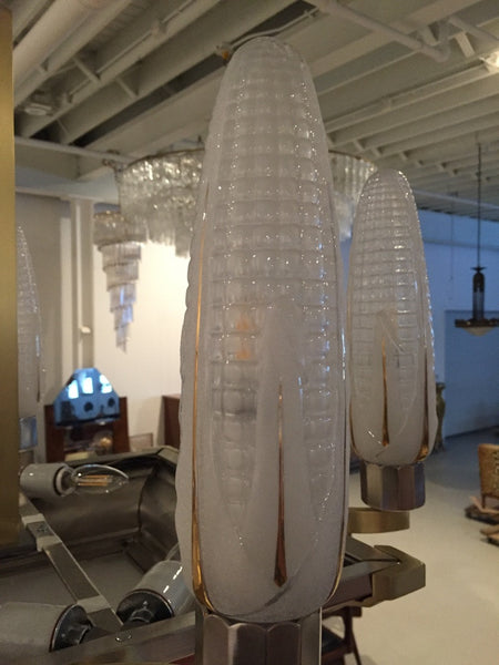 French Art Deco Brass and Nickel Chandelier