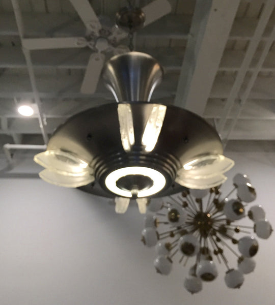 French Art Deco Modernist Ceiling Light or Chandelier