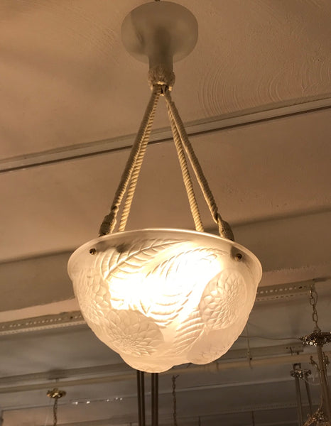 Rene Lalique Chandelier ‘Dahlias’ Signed