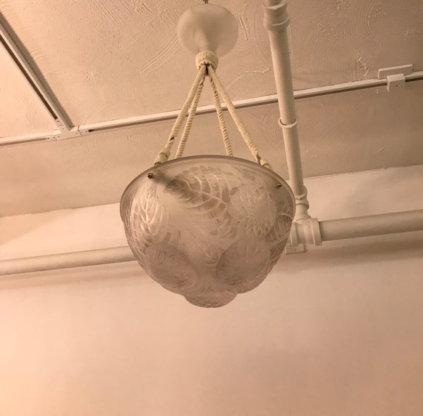 Rene Lalique Chandelier ‘Dahlias’ Signed