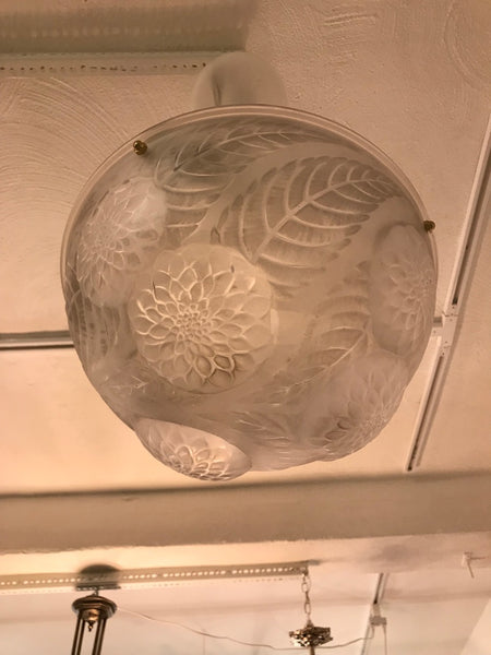 Rene Lalique Chandelier ‘Dahlias’ Signed