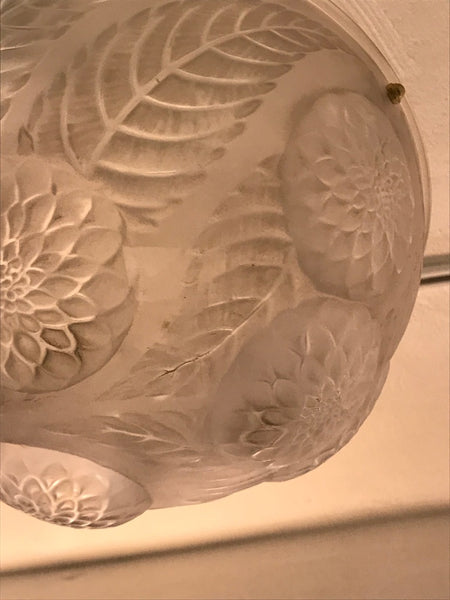 Rene Lalique Chandelier ‘Dahlias’ Signed