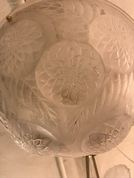 Rene Lalique Chandelier ‘Dahlias’ Signed