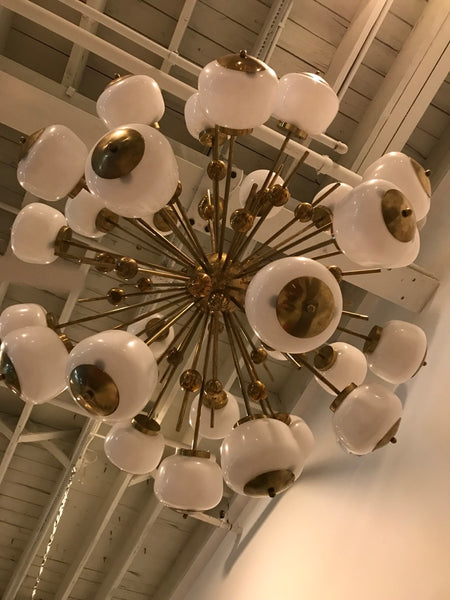 Large Italian Brass and Glass Sputnik Chandelier