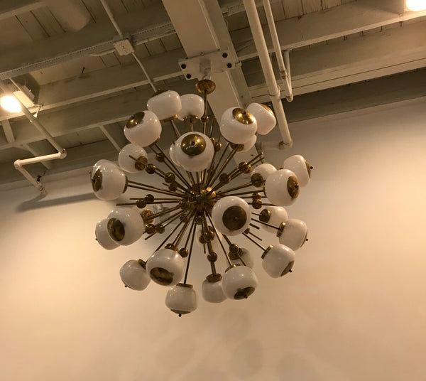 Large Italian Brass and Glass Sputnik Chandelier