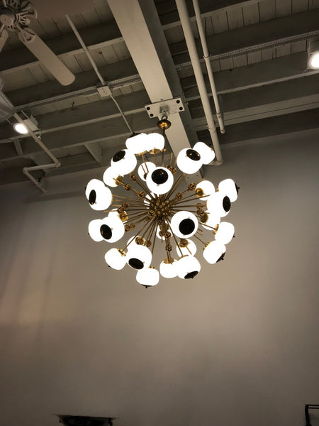 Large Italian Brass and Glass Sputnik Chandelier