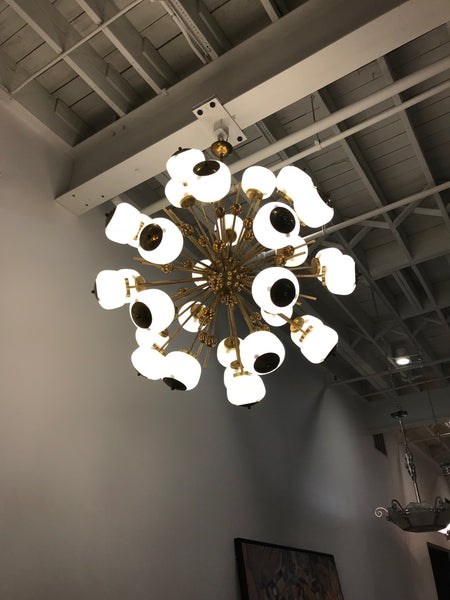 Large Italian Brass and Glass Sputnik Chandelier