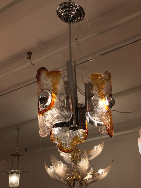 Italian Mid-Century Murano Chrome Chandelier by Mazzega