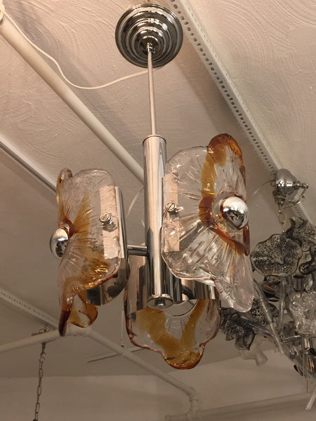 Italian Mid-Century Murano Chrome Chandelier by Mazzega