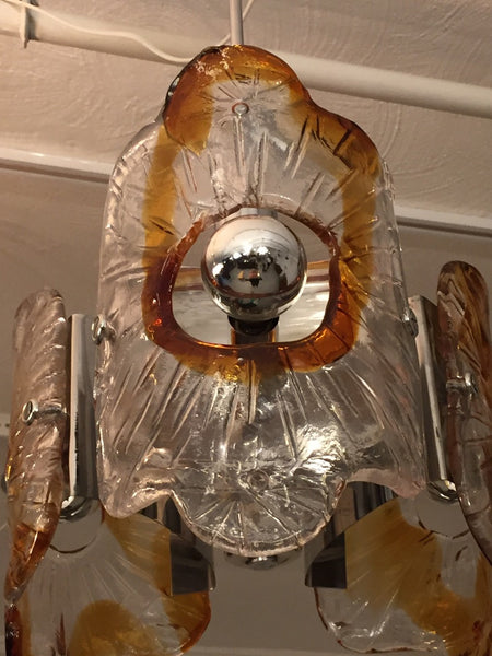 Italian Mid-Century Murano Chrome Chandelier by Mazzega