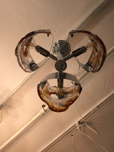 Italian Mid-Century Murano Chrome Chandelier by Mazzega